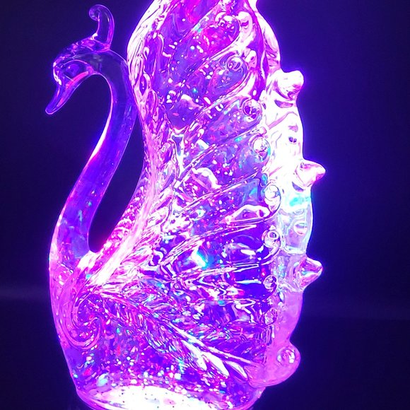 Swan Couple Statue Figurine LED Snow Globe Home Decor Valentines Day Gift - Picture 2 of 9